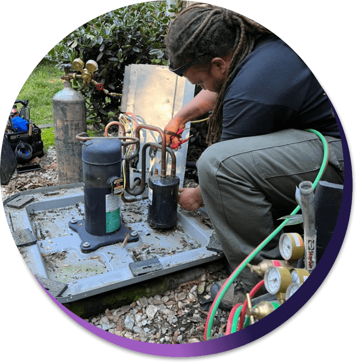 Air Nerds Worker Repairing AC Unit